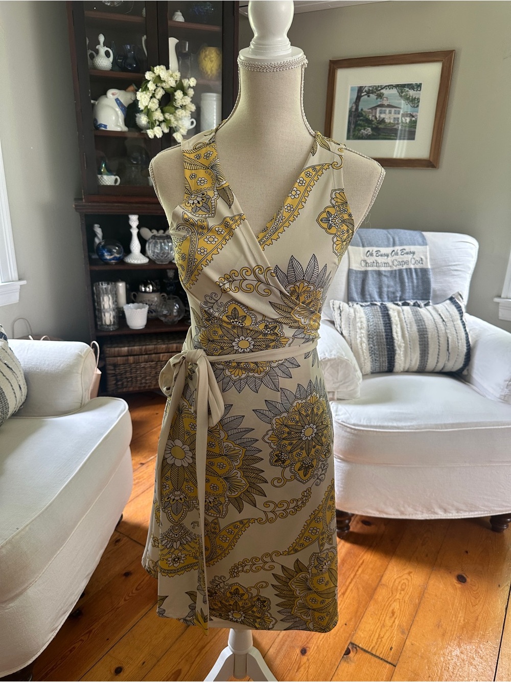 JB for Julie Brown Sleeveless Wrap Dress in Yellow Floral Print